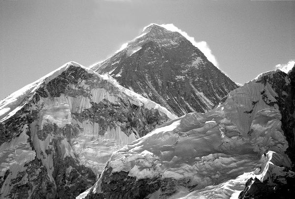 Mt. Everest, the highest mountain on Earth, is located in Nepal. This photo of the western face of Mt. Everest was taken from Kala Patthar, a popular viewing point for trekkers at about 18,000 feet.  PHOTO CREDIT: Charles Cyrill